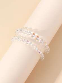 2pcs Clear Beaded Bracelet