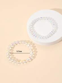 2pcs Clear Beaded Bracelet