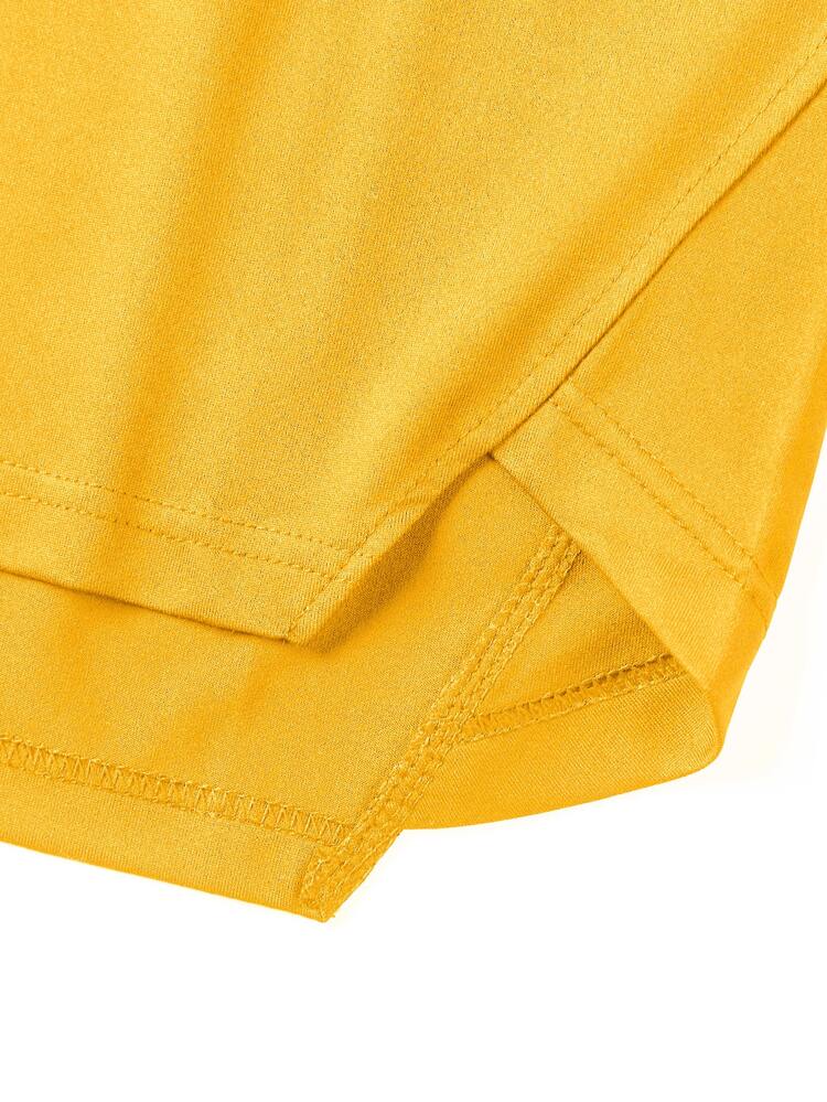 Men Drawstring Hooded High Low Hem Tank Top