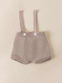 嬰兒背帶針織短褲 - 摩卡棕 - 查看 1