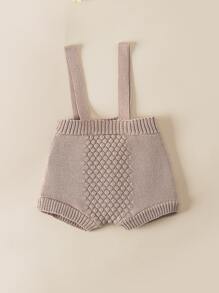 嬰兒背帶針織短褲 - 摩卡棕 - 查看 2