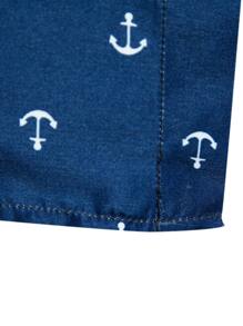 Manfinity Homme Men Allover Anchor Print Loose Shirt, Men Button Up Shirt Design