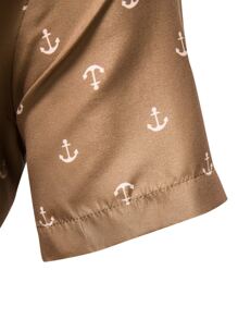 Manfinity Homme Men Allover Anchor Print Loose Shirt - Coffee Brown - View 3