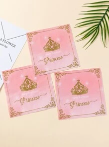 20 片装皇冠印花一次性餐巾，粉色纸巾，适合生日派对、圣诞节 - 彩色 - 查看 3