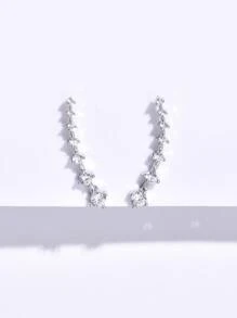 C3244 1PC Đá Cubic Zirconia Trang Trí Tai Nhà Leo Núi Trang Sức Đồng - Bạc - Xem 4