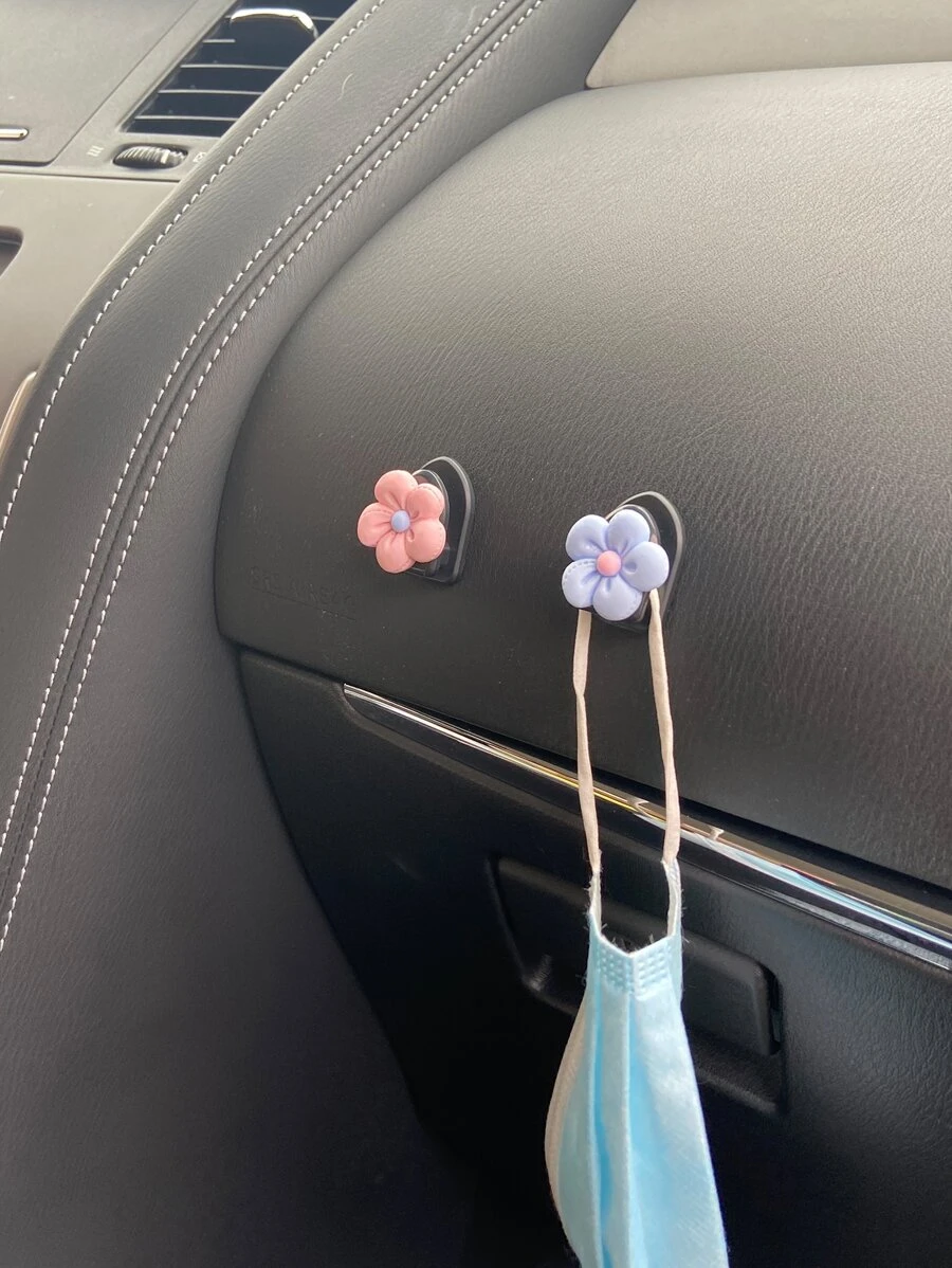 2 piezas Gancho de coche en forma de flor - Multicolor - Ver 1