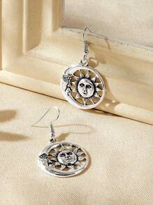 月亮和太陽細節圓形耳墜