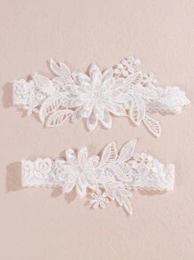 2 chiếc dây đai thêu hoa cho cô dâu - trắng - Xem 4