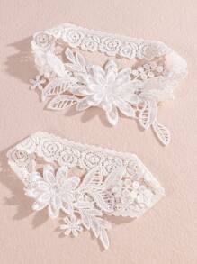 2 chiếc dây đai thêu hoa cho cô dâu - trắng - Xem 5
