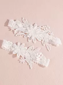 2 chiếc dây đai thêu hoa cho cô dâu - trắng - Xem 6