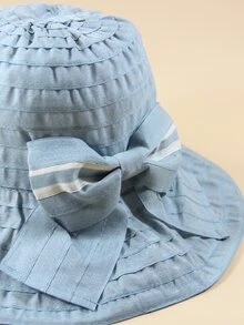 Nón trang trí nơ - Màu xanh bụi bặm - Xem 3