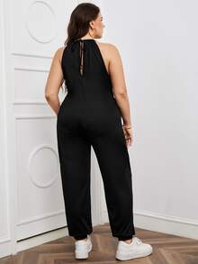 Jumpsuit halter con cordón trasero - Negro - Ver 2