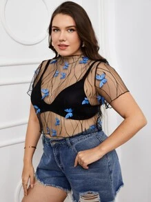 áo nữ kích thước lớn Đề can cắt Loại bướm Gợi cảm - màu đen - Xem 5