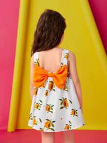 Pati Paints 小女童水果印花後綁帶蝴蝶結連衣裙 - 彩色 - 查看 1