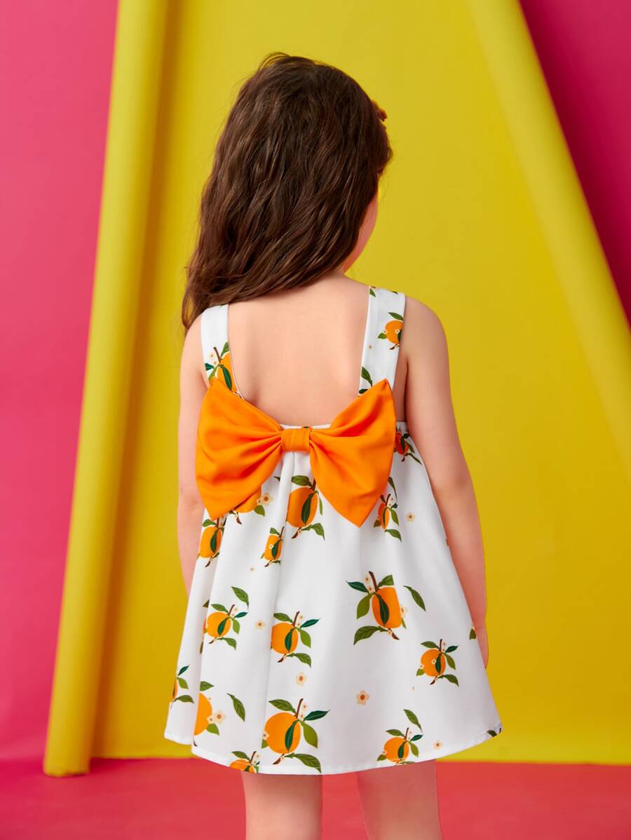 Pati Paints 小女童水果印花後綁帶蝴蝶結連衣裙 - 彩色 - 查看 1