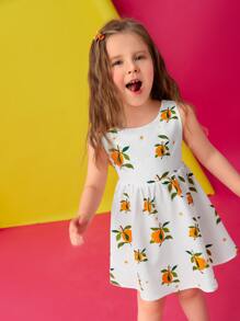 Pati Paints 小女童水果印花後綁帶蝴蝶結連衣裙 - 彩色 - 查看 2