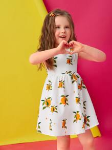 Pati Paints 小女童水果印花後綁帶蝴蝶結連衣裙 - 彩色 - 查看 5