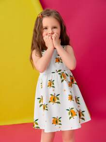 Pati Paints 小女童水果印花後綁帶蝴蝶結連衣裙 - 彩色 - 查看 7