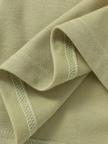 Niñitas Vestido estilo camiseta con estampado de conejo con capucha - Verde militar - Ver 5