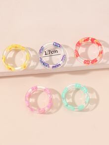 5 chiếc nhẫn in hoa và bướm - Nhiều màu - Xem 3