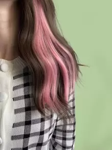 ROMWE Fairycore 1pc Long Straight Synthetic Hair Extension - Pink - View 1