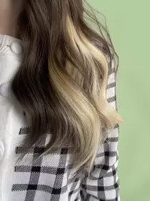 ROMWE Fairycore 1pc Long Straight Synthetic Hair Extension - Gold - View 1