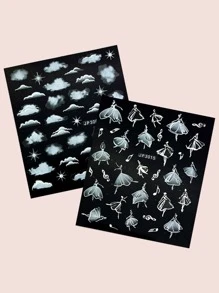 2sheets Cloud Pattern Nail Art Sticker - White - View 4