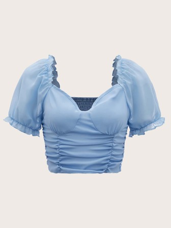 Ruched Puff Sleeve Blouse