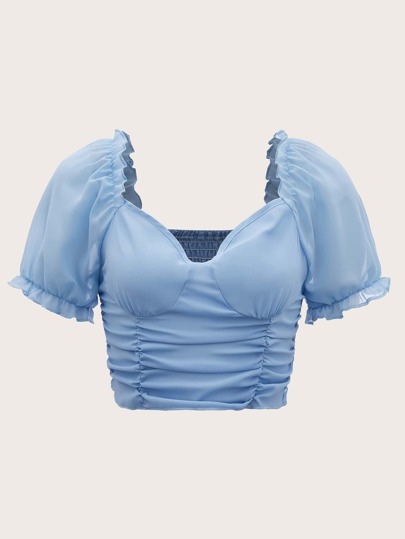 Ruched Puff Sleeve Blouse