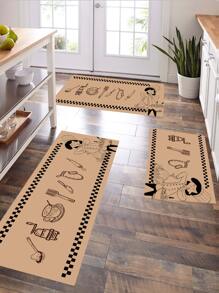 1pc Mug & Figure Graphic Anti-slip Kitchen Rug