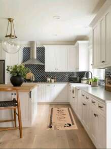 1pc Mug & Figure Graphic Anti-slip Kitchen Rug