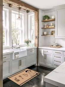 1pc Mug & Figure Graphic Anti-slip Kitchen Rug