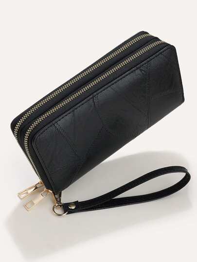 Scheckbuchhülle mit Stich-Detail Geschenktasche als Geschenk für Frauen, Geldbörse, Portemonnaie, Geldbörse, Handgelenktasche