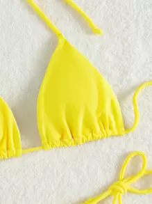 Swim Mod Summer Beach Knot Side Bikini - Yellow - View 4