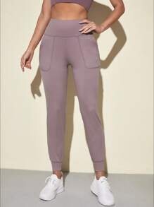 Quần Thể thao Nữ Túi màu trơn - Màu tím hoa cà - Xem 1