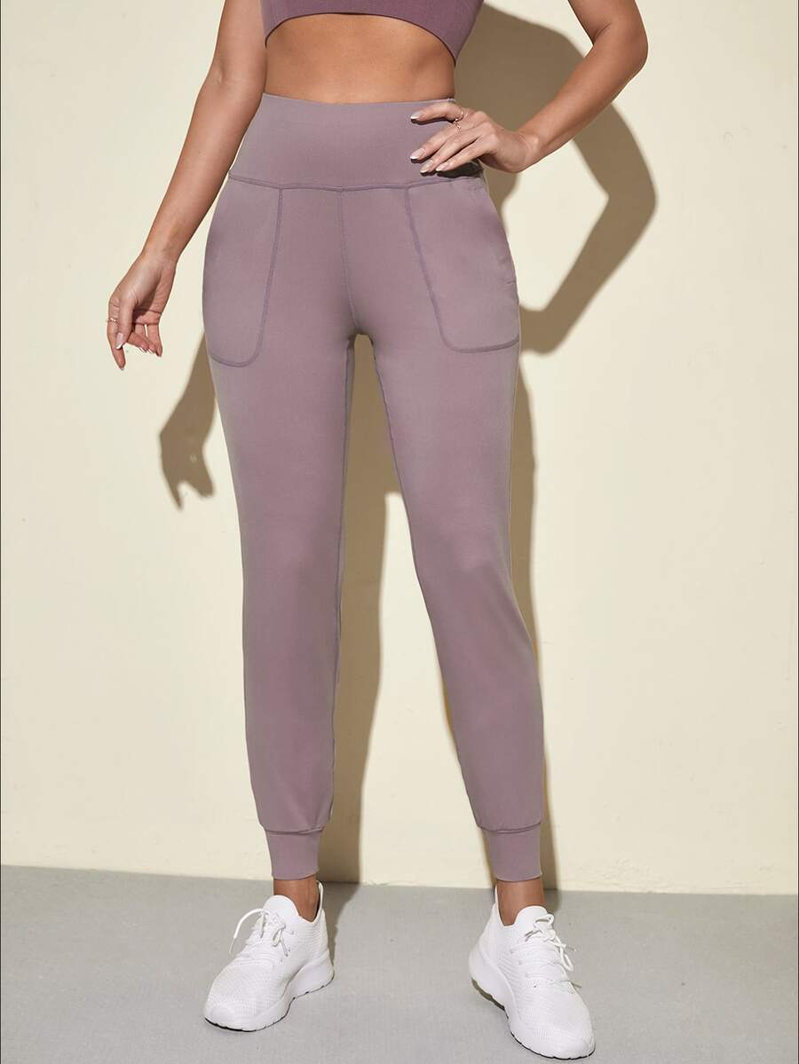 Quần Thể thao Nữ Túi màu trơn - Màu tím hoa cà - Xem 1