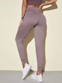 Quần Thể thao Nữ Túi màu trơn - Màu tím hoa cà - Xem 2