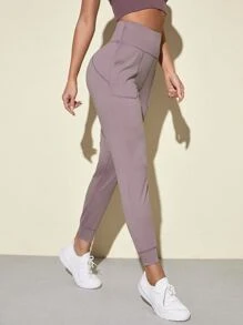 Quần Thể thao Nữ Túi màu trơn - Màu tím hoa cà - Xem 3