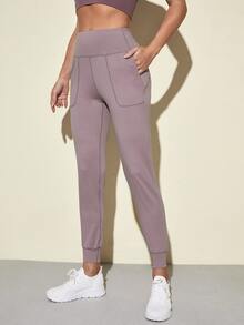 Quần Thể thao Nữ Túi màu trơn - Màu tím hoa cà - Xem 5