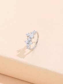 Cubic Zirconia Decor Nose Ring Unisex Fashion Punk Body Piercing Jewelry - Silver - View 1