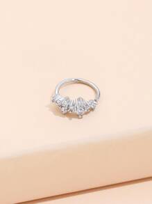 Cubic Zirconia Decor Nose Ring Unisex Fashion Punk Body Piercing Jewelry - Silver - View 3