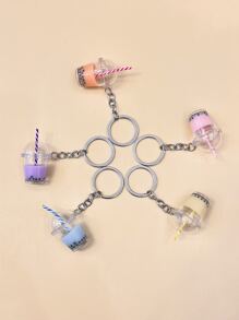 Cute 5pcs Milk Tea Charm Keychain Car Accessories Bag Charm School Goth Y2k Christmas Gift Ideas - Multicolor - View 2