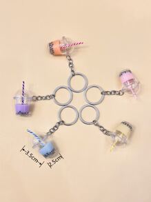 Cute 5pcs Milk Tea Charm Keychain Car Accessories Bag Charm School Goth Y2k Christmas Gift Ideas - Multicolor - View 3