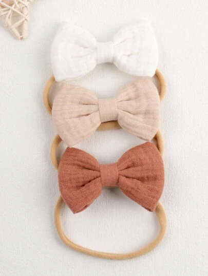 3入組嬰兒蝴蝶結裝飾髮帶