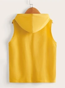SHEIN Boys Solid Hooded Tank Top - Yellow - View 2