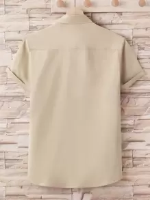 Manfinity Homme Men Letter Patched Detail Pocket Front Shirt Without Tee - Apricot - View 2