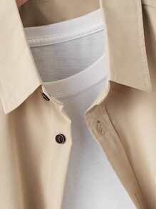 Manfinity Homme Men Letter Patched Detail Pocket Front Shirt Without Tee - Apricot - View 4