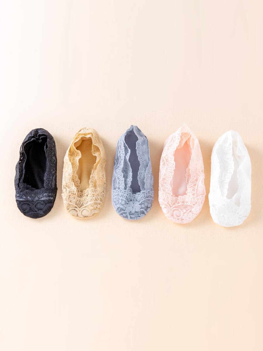 5pairs Baby Contrast Lace Invisible Socks - Multicolor - View 1