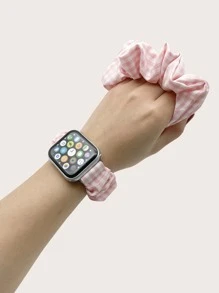 2 Pieces Of Women's Printed Pleated Headband+Strap Combination,Apple Watch Band 49/45/44/42/41/40/38mm, Compatible With Apple Watch Ultra/SE 8/7/6/5/4/3/2/1 - Multicolor - View 4