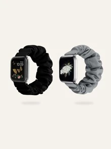 2pcs Plain Scrunchie Design Apple Watch Band Apple Watch Strap Band Apple Watch Band Apple Watch Strap Strapband ,Apple Watch Band Apple Watch Strap Band Apple Watch Band Apple Watch Strap Strap Band 49/45/44/42/41/40/38mm, Compatible With Apple Watch Band Apple Watch Strap Band Apple Watch Band Apple Watch Strap Strap Ultra/SE 8/7/6/5/4/3/2/1 - Multicolor - View 1